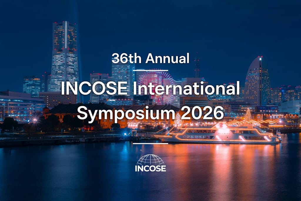 INCOSE International Symposium 2026 Yokohama 행사에서 AI 기반 시스템 엔지니어링과 Jama Software 솔루션을 소개하는 이미지