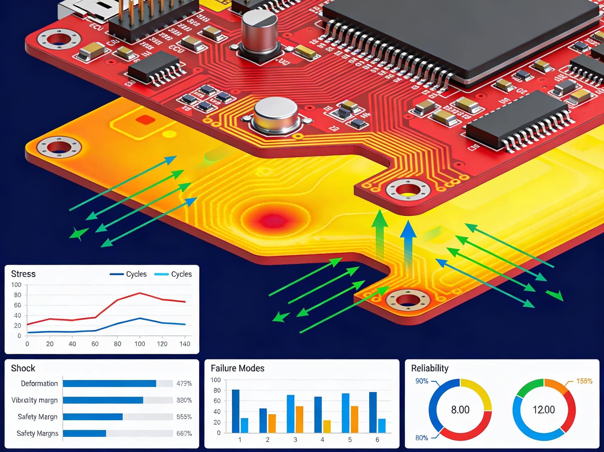 자동차 PCB 열 진동 충격 기반 신뢰성 시뮬레이션 예시