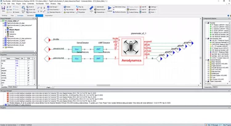 Ansys Twin Builder에서 수직 이착륙 항공기와 운항 환경을 멀티피직스로 모델링하는 이미지