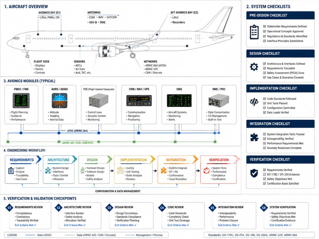 DO-178C 항공 소프트웨어 인증 기준과 소프트웨어 수명주기 검증 프로세스를 설명하는 이미지