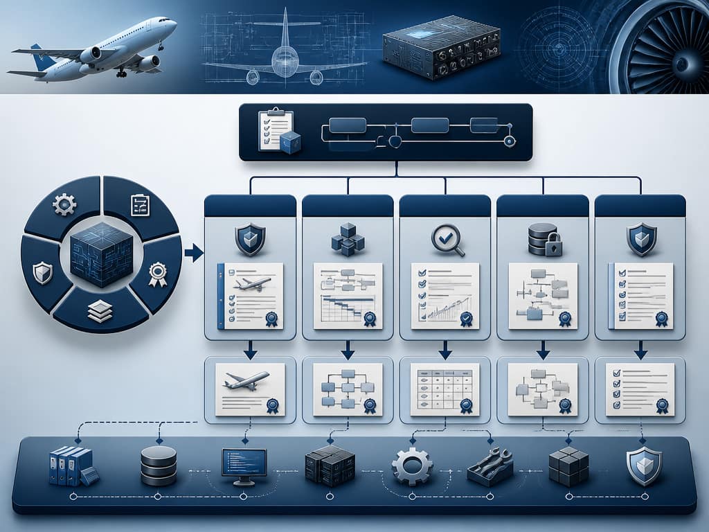 DO-178C Software Planning Process에서 소프트웨어 계획 활동과 주요 산출물이 연결되는 워크플로우 이미지